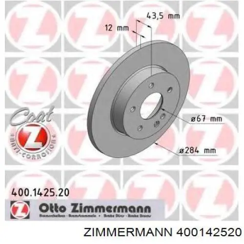 400142520 Zimmermann disco de freno delantero