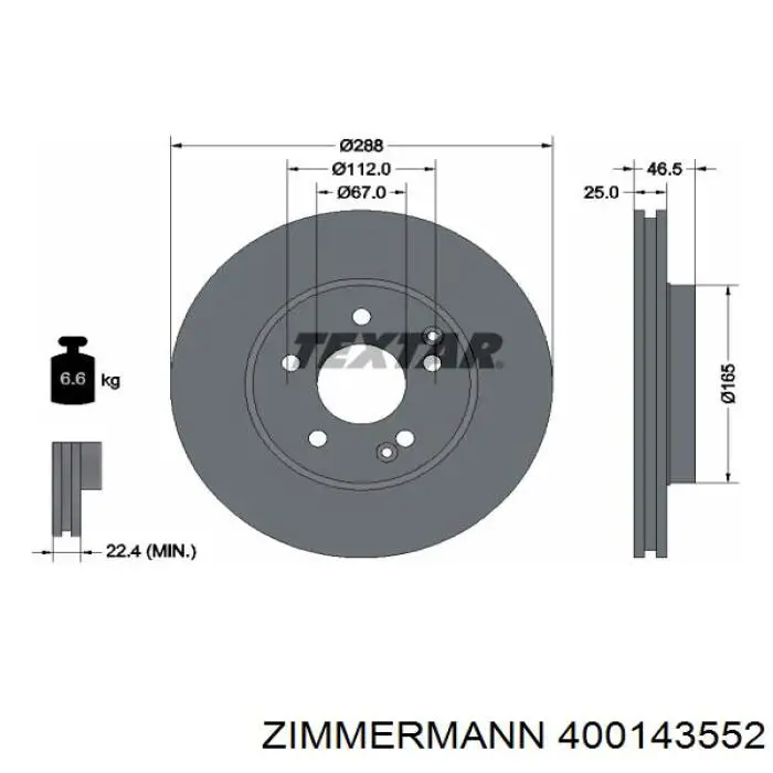 400143552 Zimmermann disco de freno delantero