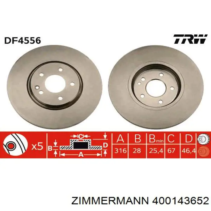 400143652 Zimmermann disco de freno delantero