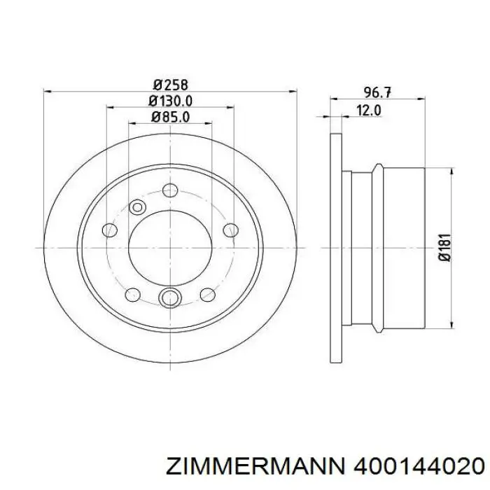 400.1440.20 Zimmermann disco de freno trasero