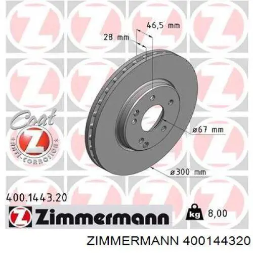 400144320 Zimmermann disco de freno delantero