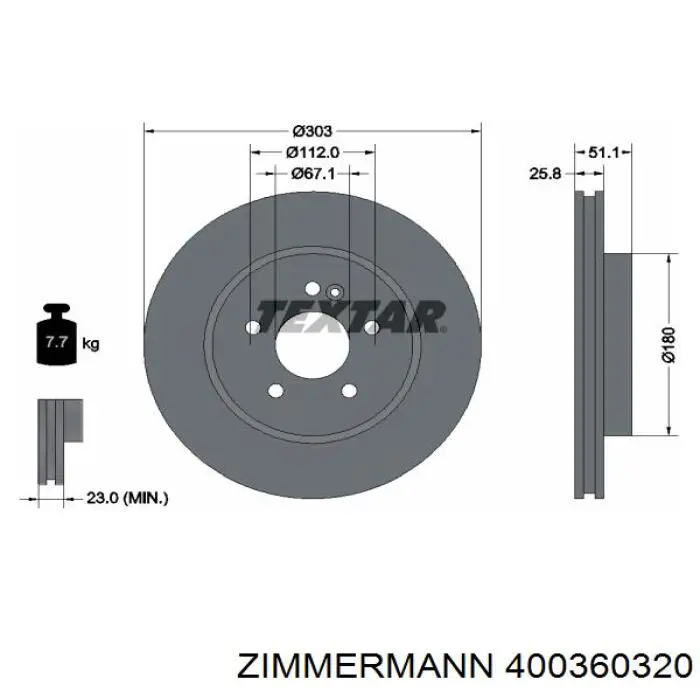 400360320 Zimmermann freno de disco delantero