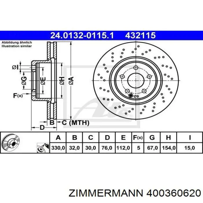 400360620 Zimmermann freno de disco delantero