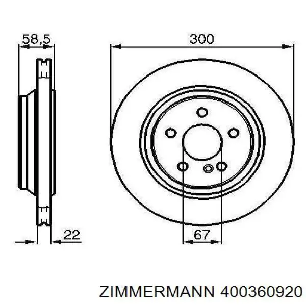 400.3609.20 Zimmermann disco de freno trasero