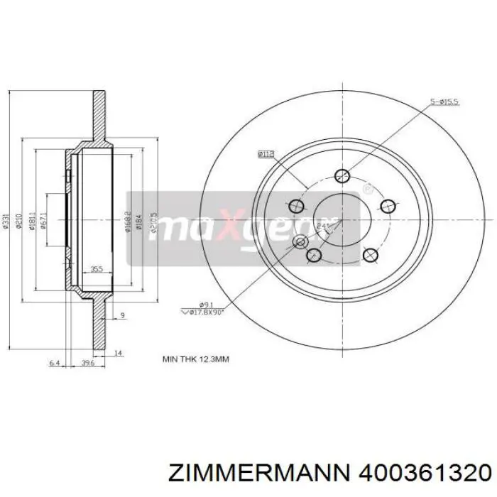 Disco de freno trasero 400361320 Zimmermann