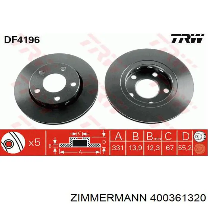 Frenos traseros Zimmermann 400361320