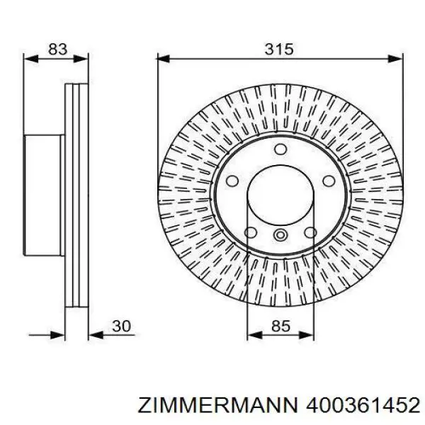 400.3614.52 Zimmermann freno de disco delantero