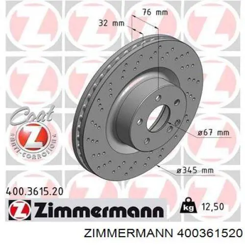 400361520 Zimmermann freno de disco delantero