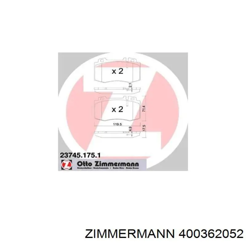 Frenos delanteros Zimmermann 400362052 precio, desde 58,30 EUR