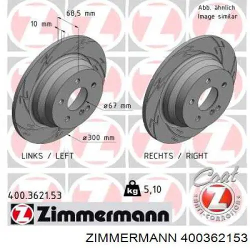 400362153 Zimmermann disco de freno trasero