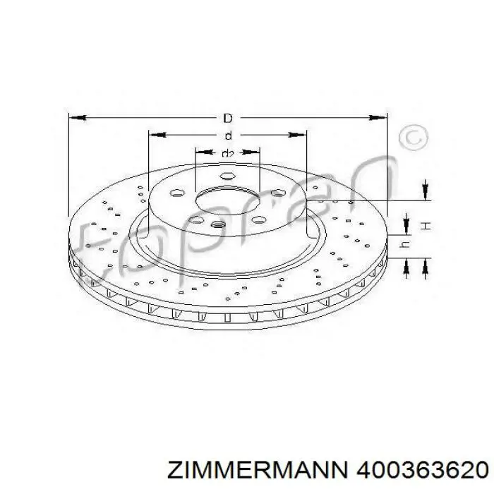 400363620 Zimmermann disco de freno delantero