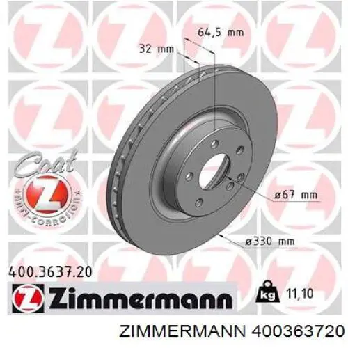 400363720 Zimmermann disco de freno delantero