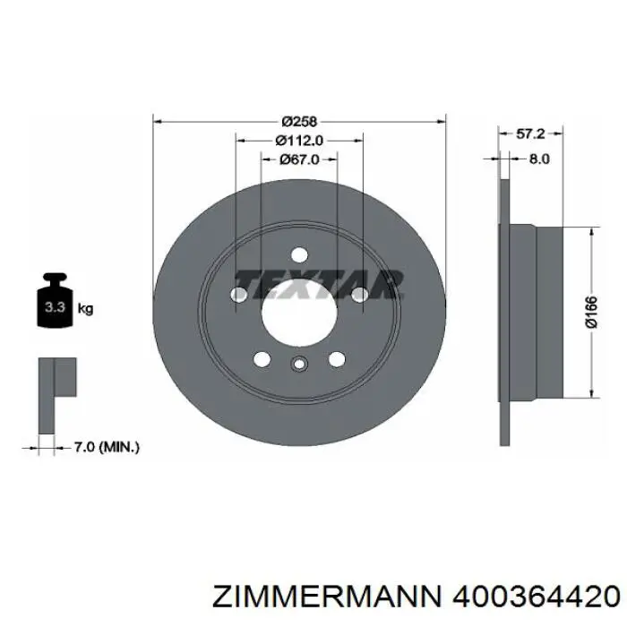 400364420 Zimmermann disco de freno trasero