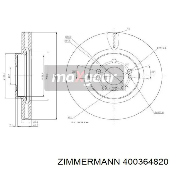 Disco de freno delantero Zimmermann 400364820