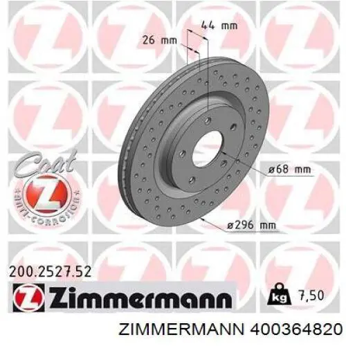 Frenos delanteros Zimmermann 400364820 precio, desde 77,20 EUR