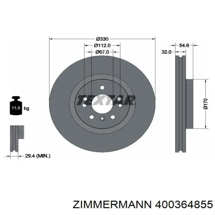 400.3648.55 Zimmermann disco de freno delantero