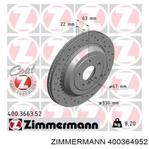 Comprar 400364952 Zimmermann Freno de disco delantero