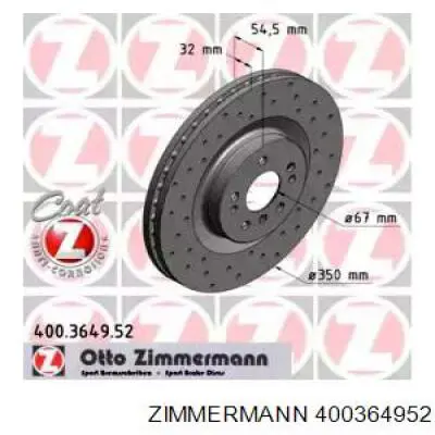 Disco de freno 400364952 Zimmermann