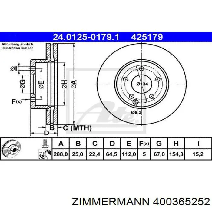 400365252 Zimmermann disco de freno delantero