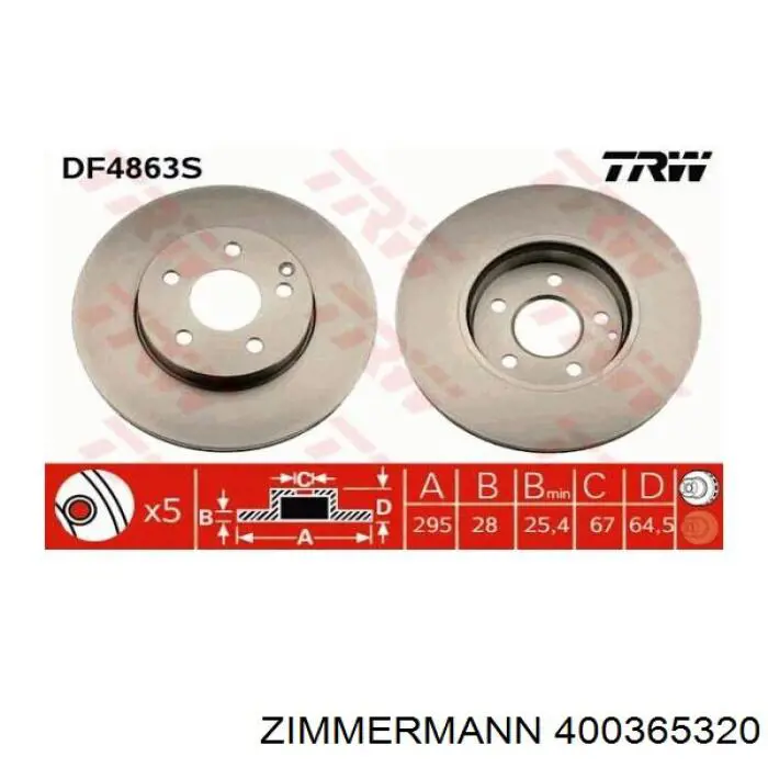 400365320 Zimmermann freno de disco delantero