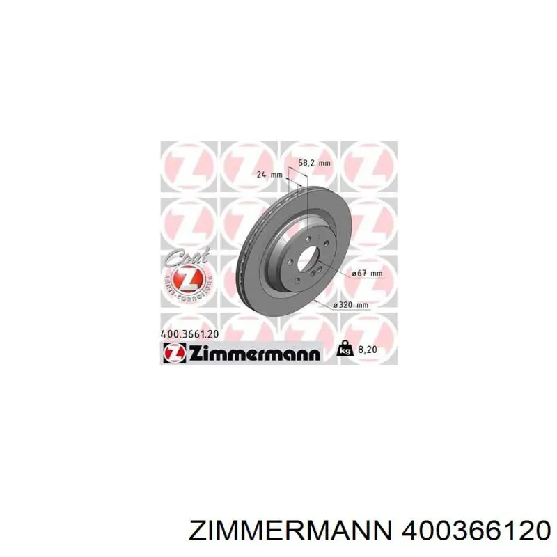 400366120 Zimmermann disco de freno trasero