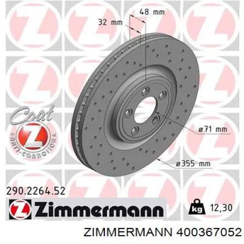 400367052 Zimmermann disco de freno delantero