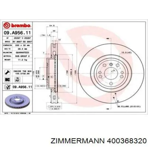 Frenos delanteros Zimmermann 400368320 precio, desde 84,41 EUR