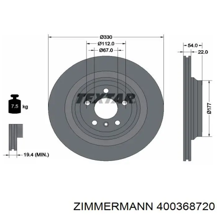 400.3687.20 Zimmermann disco de freno trasero