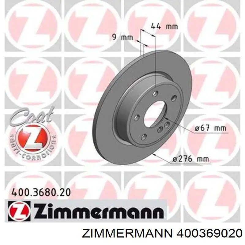 400369020 Zimmermann disco de freno delantero