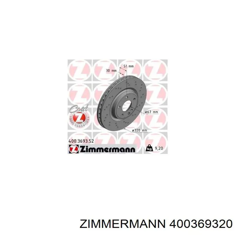 400369320 Zimmermann disco de freno delantero
