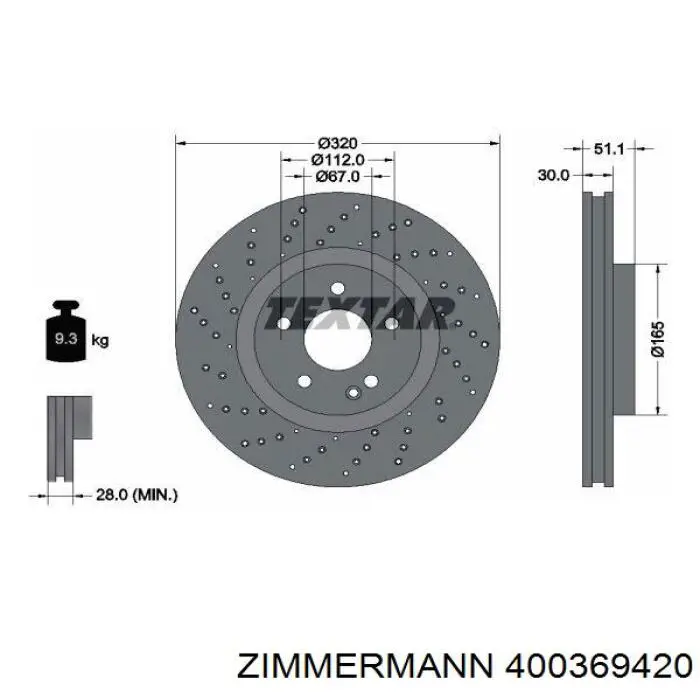 400369420 Zimmermann freno de disco delantero