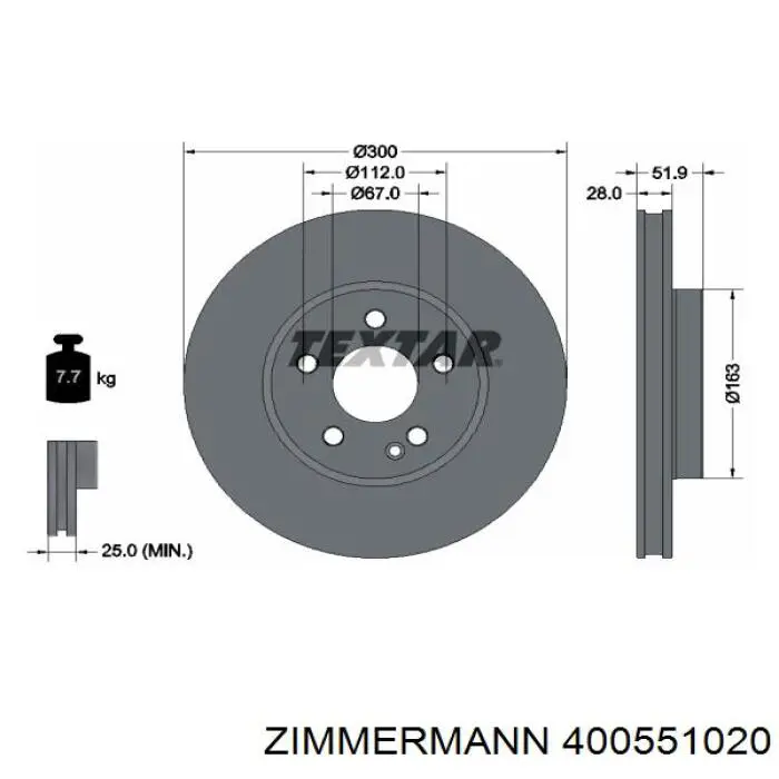 400.5510.20 Zimmermann freno de disco delantero