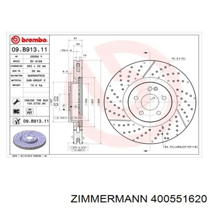 400551620 Zimmermann disco de freno delantero