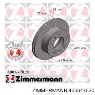 Disco de freno delantero Zimmermann 400647020
