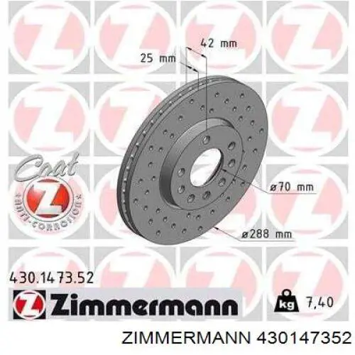 430147352 Zimmermann disco de freno delantero