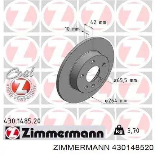 430148520 Zimmermann disco de freno trasero