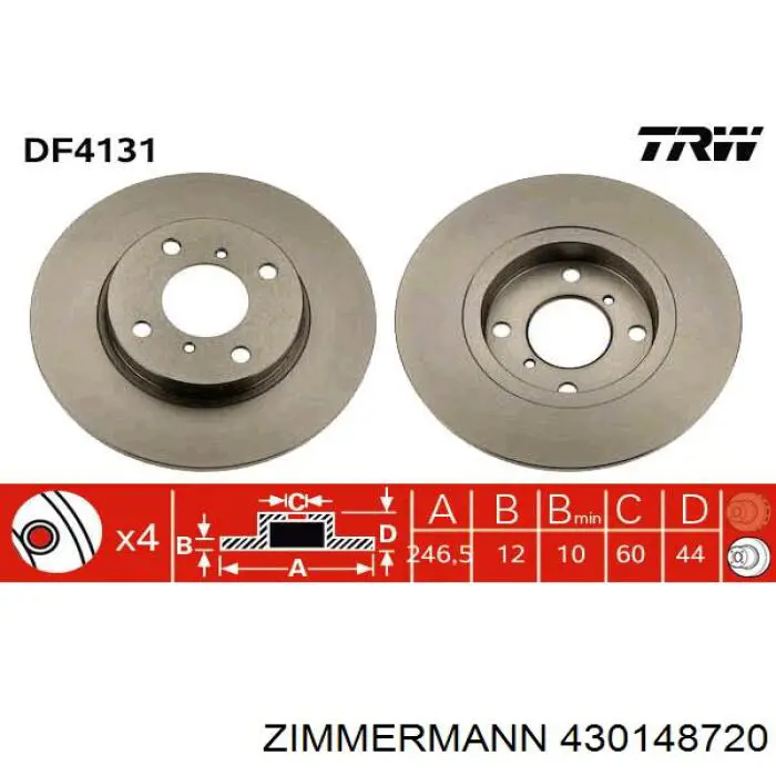 430.1487.20 Zimmermann freno de disco delantero