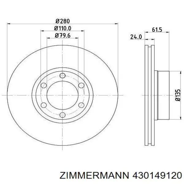 430149120 Zimmermann disco de freno delantero