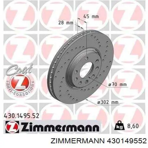 430149552 Zimmermann disco de freno delantero