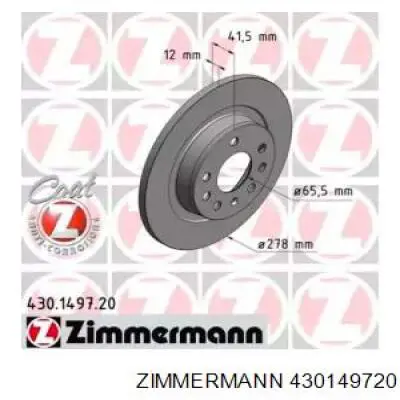 Comprar 430149720 Zimmermann Disco de freno trasero