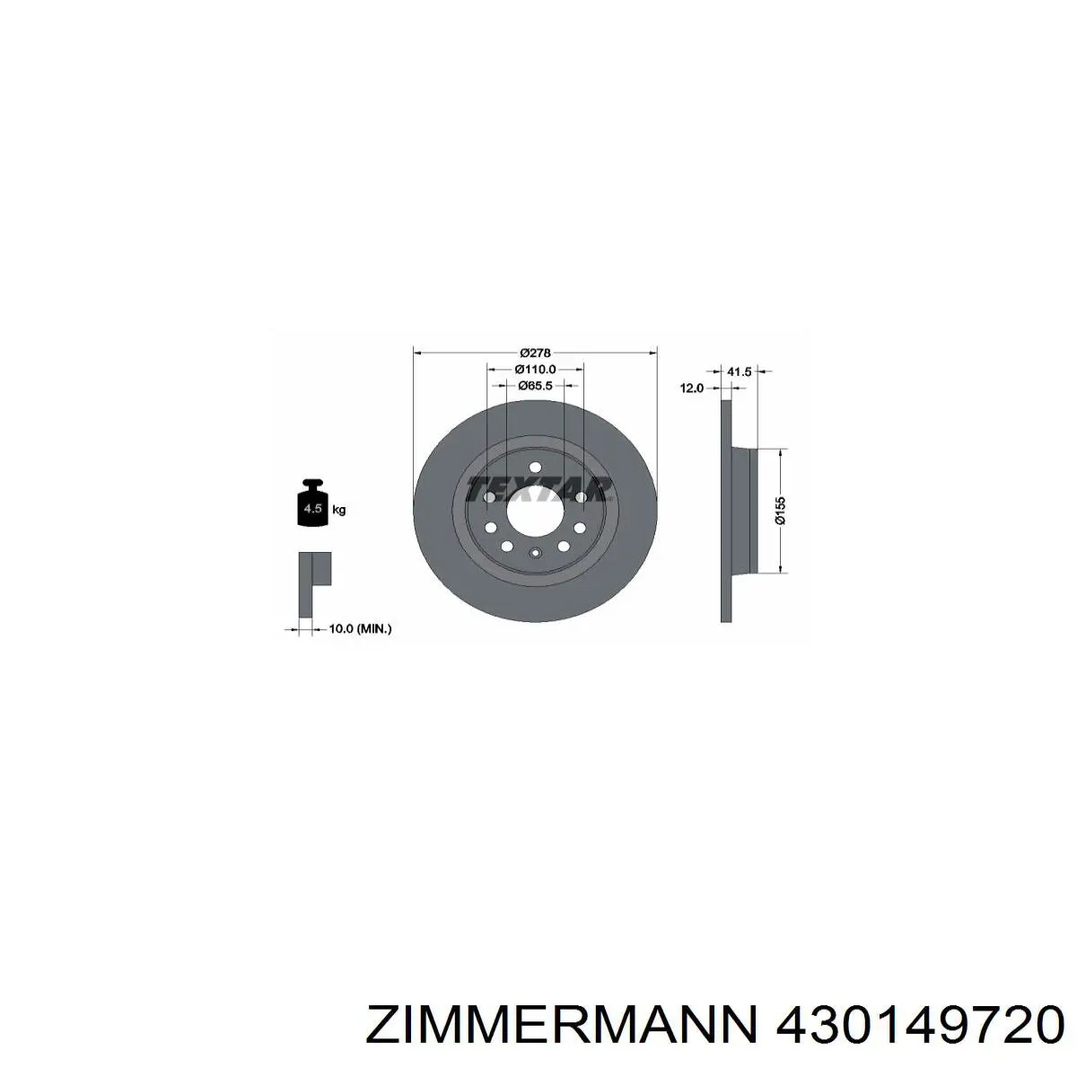 Disco de freno trasero Zimmermann 430149720 precio, desde 29,09 EUR