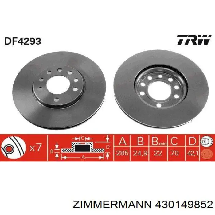 430149852 Zimmermann disco de freno delantero