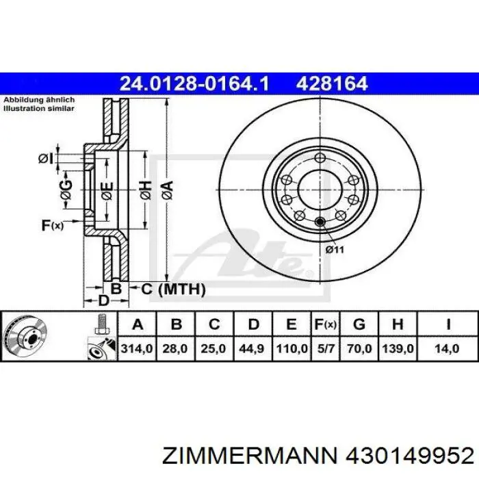 430149952 Zimmermann freno de disco delantero