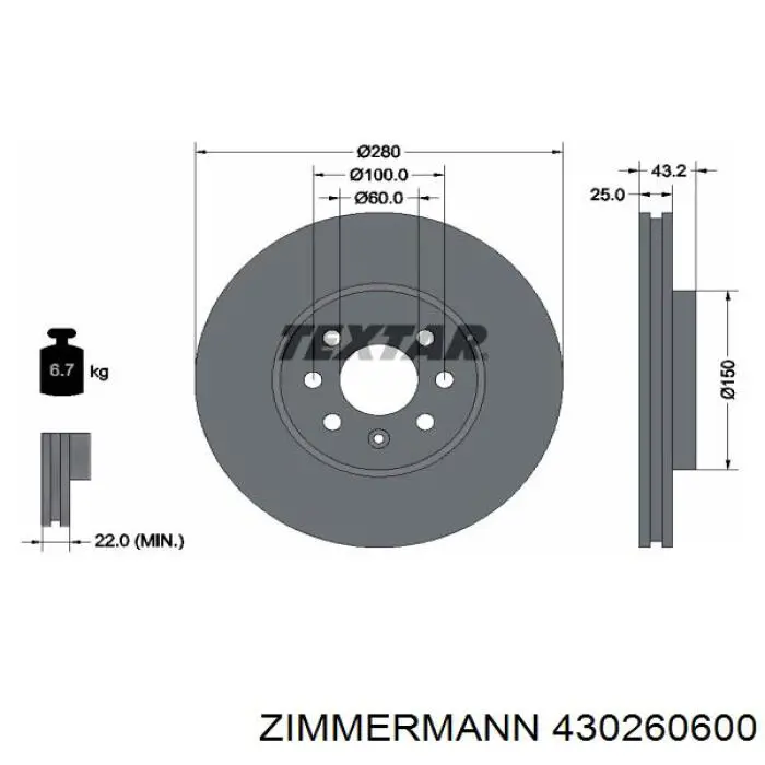 430.2606.00 Zimmermann freno de disco delantero