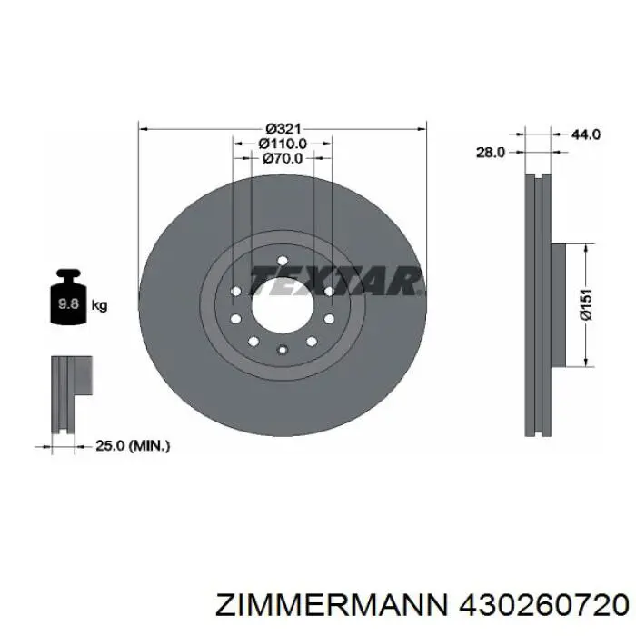 430.2607.20 Zimmermann freno de disco delantero