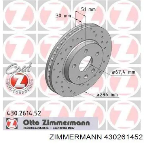 430.2614.52 Zimmermann freno de disco delantero