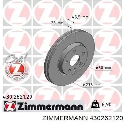 430262120 Zimmermann disco de freno delantero