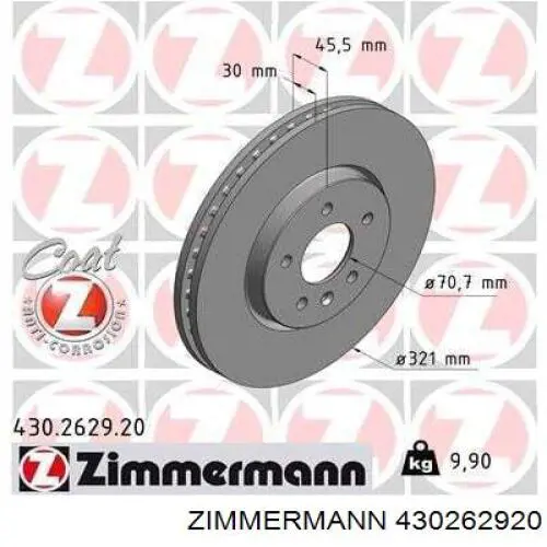 430262920 Zimmermann freno de disco delantero