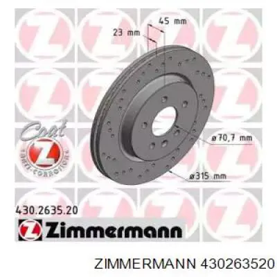 430263520 Zimmermann disco de freno trasero