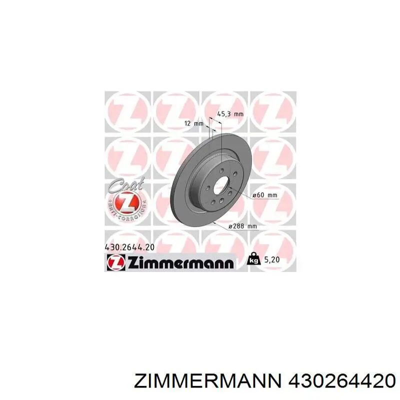 430264420 Zimmermann disco de freno trasero